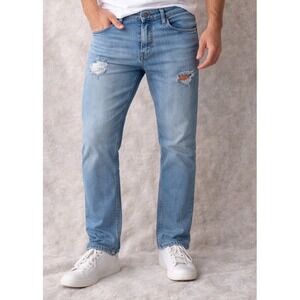 Hollister Slim Straight Epic Flex Light Wash Distressed Mens Jeans 31x32